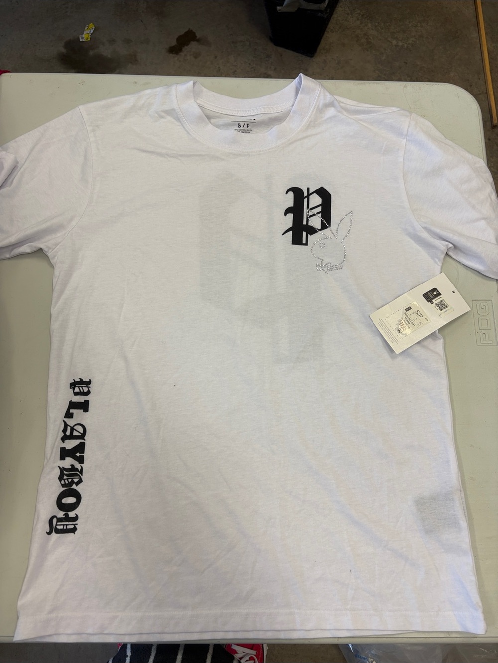 PLAYBOY White Short-Sleeve Tee with Black Logo